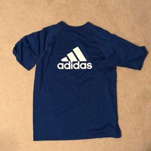 Adidas blue climalite t-shirt (LOGO ON BACK)